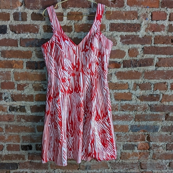 Calvin Klein Dresses & Skirts - Calvin Klein Size 14‎ Red & White Sleeveless A Line Dress with Padded Cups